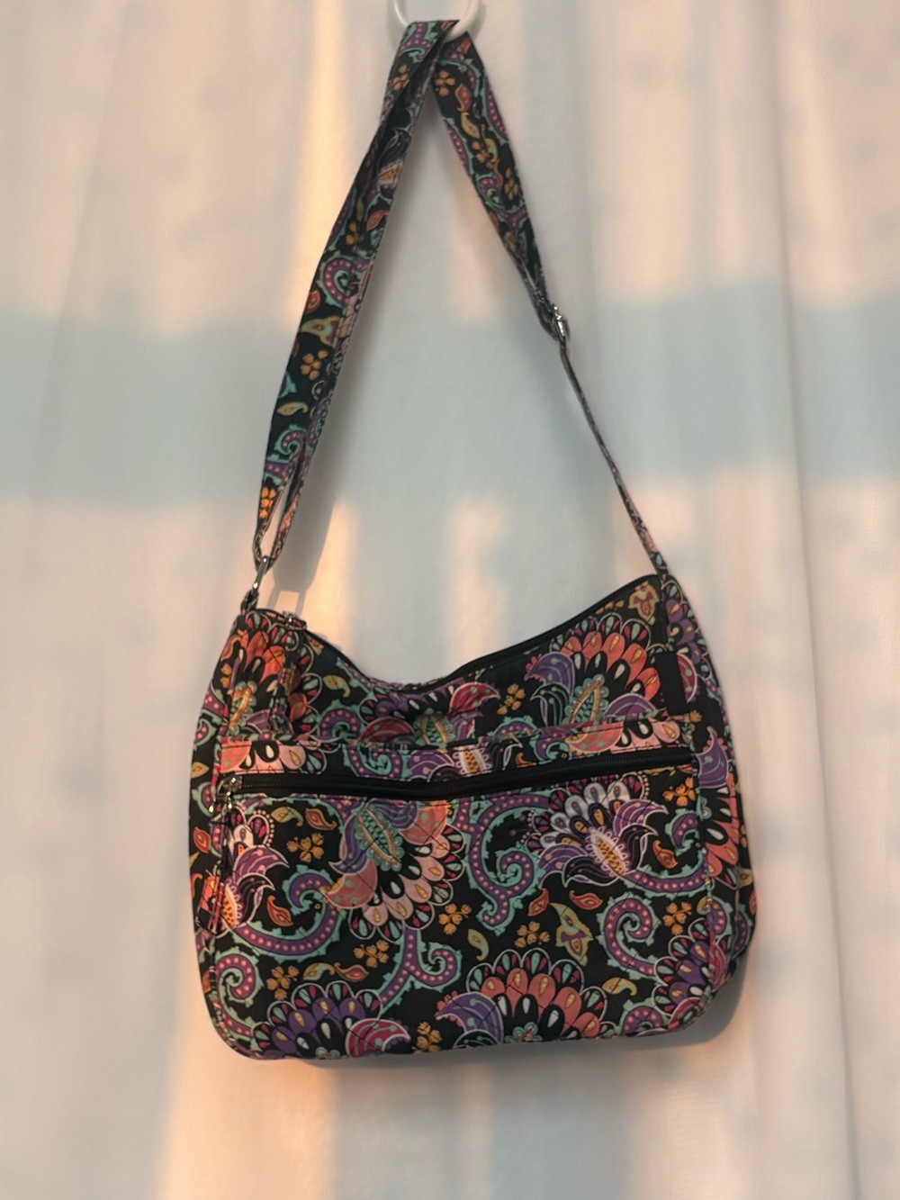 Waverly Black Paisley Shoulder Bag with Multicolor Accents